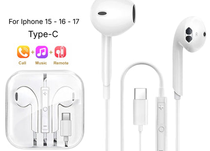 Écouteurs Filaire Type-C & Lightning Compatibles iPhone 8 à 17 Pro Max | Casque Intra-auriculaire avec ANC pour iPad, MacBook
