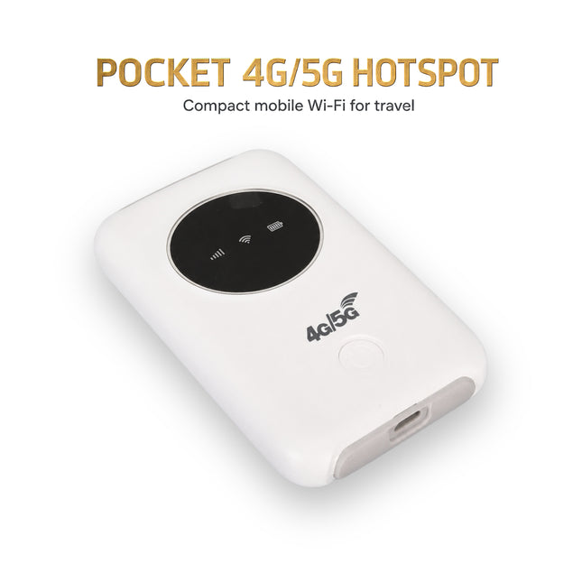 4G/5G Portable Router 300 Mbps – USB Powered – Pocket Mobile Hotspot – Pocket WiFi – SIM Card Slot – Asia or Europe Version – White – 10 x 6 cm