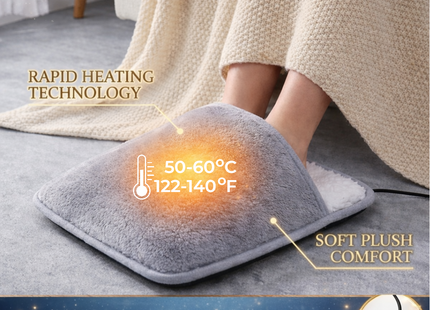 Electric Foot Warmer for Winter - Washable Plush USB Heating Pad for Cold Feet, Improves Sleep, Office, Sofa
