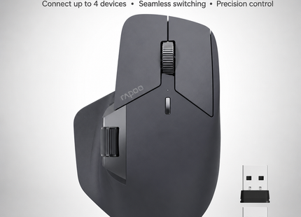 Souris Sans Fil Multi-Appareils Ergonomique MT760L/MT760M – 4000 DPI – Capteur Laser – 11 Boutons Programmables – Batterie 90 Jours – Recharge USB-C – Technologie M+ Cross-Computer – Charge Sans Fil Qi Compatible