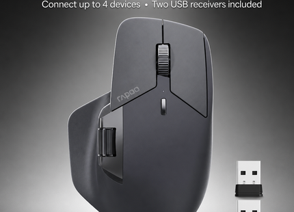 Souris Sans Fil Multi-Appareils Ergonomique MT760L/MT760M – 4000 DPI – Capteur Laser – 11 Boutons Programmables – Batterie 90 Jours – Recharge USB-C – Technologie M+ Cross-Computer – Charge Sans Fil Qi Compatible