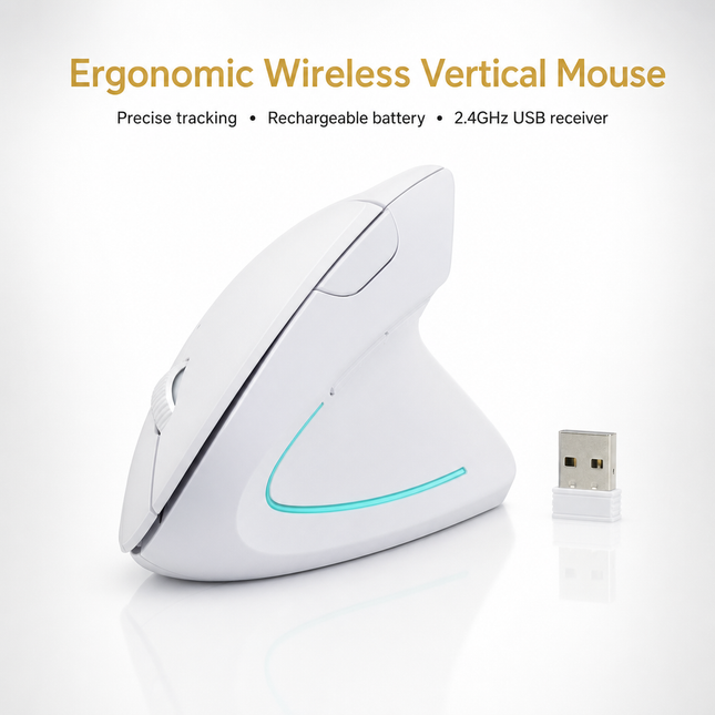 Souris Verticale Sans Fil Ergonomique – Confort Optimal pour Main Droite – 3 Niveaux DPI Réglables – Alimentation par Piles AAA – Connexion 2,4 GHz – Plug-and-Play – Idéal pour Bureautique et Gaming