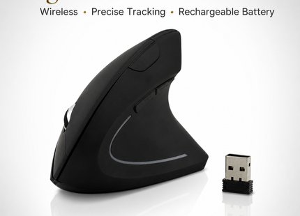 Souris Verticale Sans Fil Ergonomique – Confort Optimal pour Main Droite – 3 Niveaux DPI Réglables – Alimentation par Piles AAA – Connexion 2,4 GHz – Plug-and-Play – Idéal pour Bureautique et Gaming