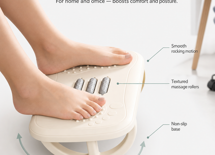 Repose-Pieds à Bascule pour Sous le Bureau – Repose-Jambes Ergonomique – Planche d’Équilibre – Tabouret Confortable pour Bureau, Maison et Étude – Plastique Durable – Assemblage Simple