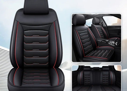 Housses de Siège de Voiture en Cuir Véritable 5 Places – Toutes Saisons – Universelles – Adaptées aux Voitures, SUV, Camions – Accessoires Intérieurs Automobiles Durables de Qualité Supérieure – Fibre Synthétique – Remplissage Coton