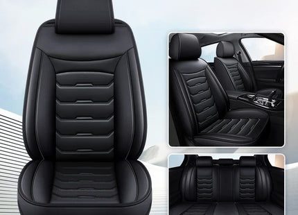Housses de Siège de Voiture en Cuir Véritable 5 Places – Toutes Saisons – Universelles – Adaptées aux Voitures, SUV, Camions – Accessoires Intérieurs Automobiles Durables de Qualité Supérieure – Fibre Synthétique – Remplissage Coton